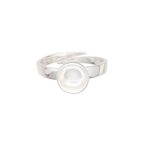 Ring, Almost Instant Jewelry®, sterling silver, 9.5mm wide with SS39 rivoli setting, adjustable from size 7 to 8. Sold individually.