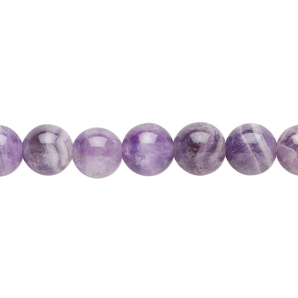 Bead, banded amethyst (natural), 8mm round, B grade, Mohs hardness 7. Sold per 15-1/2" to 16" strand. image number 0