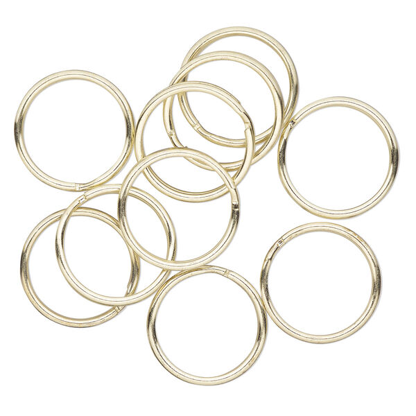 Split ring, gold-finished steel, 32mm round. Sold per pkg of 10. image number 0