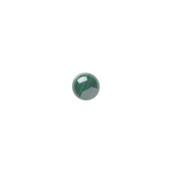 Cabochon, malachite (natural), 6mm calibrated round, B grade, Mohs hardness 3-1/2 to 4. Sold per pkg of 10. image number 0