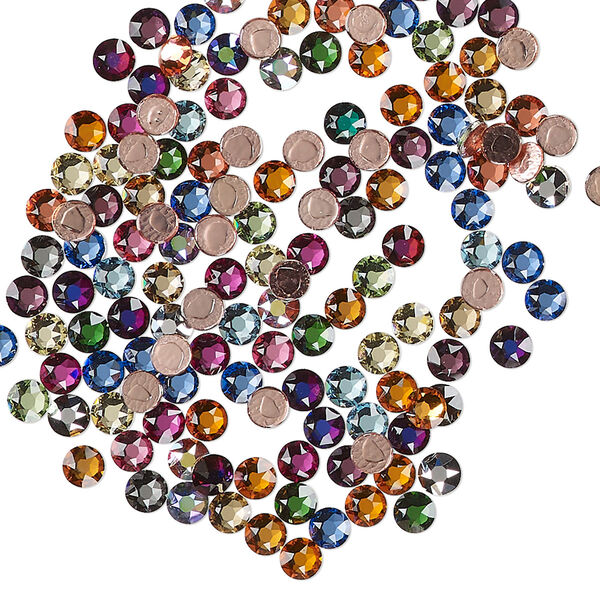 Flat back mix, Crystal Fire®, crystal, pkg/144, 3.00-3.20mm hotfix round, SS12, (2078HF), mixed colors. image number 0