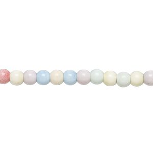 Bead, porcelain, opaque shiny multicolored, 3.5mm round. Sold per 15-1/2" to 16" strand, approximately 95 to 115 beads.