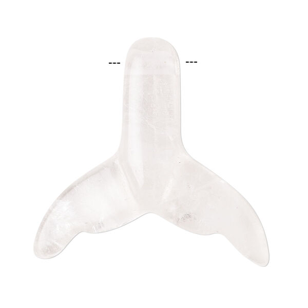 Quartz crystal 1pkg1, side-drilled double-sided carved whale tail focal natural B grade, 34x32mm image number 0