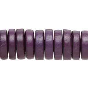 Bead, Taiwanese cheesewood (dyed/waxed), dark purple, 15x4mm rondelle. Sold per 8-inch strand.