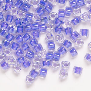 Seed bead, Miyuki 1pkg10g, glass, #5 triangle, transparent purple inside dyed color clear (TR-1123)