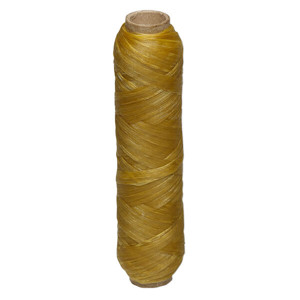 Cord, sinew (dyed / imitation), tan, 3mm diameter, 70-pound test. Sold per 20-yard spool. image number 0