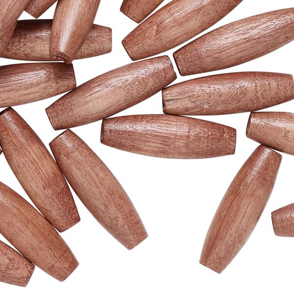 Bead, wood (dyed/waxed), light rose, 20x6mm oval. Sold per 3-ounce pkg, approximately 329 beads. image number 0