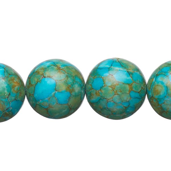 Mosaic "turquoise" (magnesite) 1pkg1, round bead 15 inch 15-16mm image number 0