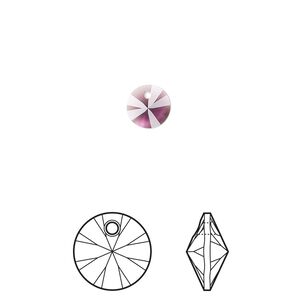 Drop 12pk amethyst, Crystal Passions® 6mm pendant mini disk 6428