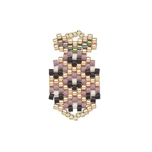 Link, Creative Touch, glass, copper / lilac / black, 26x15mm double-sided pineapple. Sold individually.