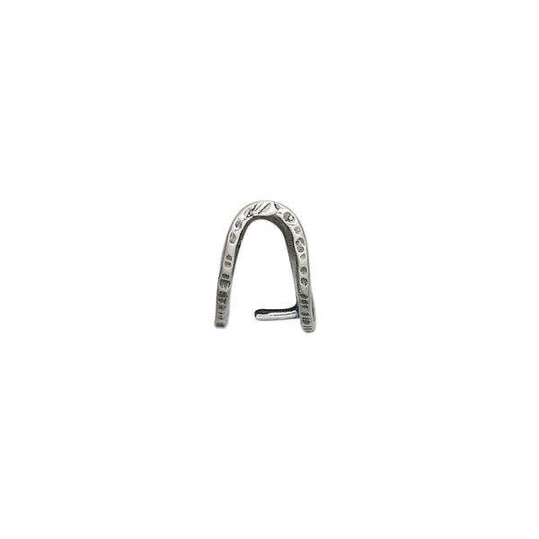 Bail, JBB Findings, fold over style, antiqued sterling silver, 21x10mm hammered. Sold individually. image number 1