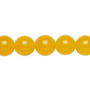 Yellow "jade" (quartz) 1pkg1, round bead 15.5-16 inch 10mm