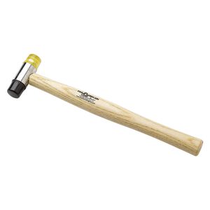 Mallet, wood / rubber / nylon, black and yellow, 9-3/4 inches with 17.5mm dual head. Sold individually.