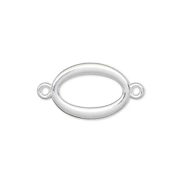 Link, silver-finished "pewter" (zinc-based alloy), 18x13mm open oval. Sold per pkg of 8. image number 0