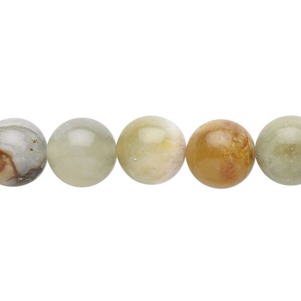 Bead, antiqued new "jade" (serpentine) (natural), 10mm round, B grade, Mohs hardness 2-1/2 to 6. Sold per 15-1/2" to 16" strand. image number 0