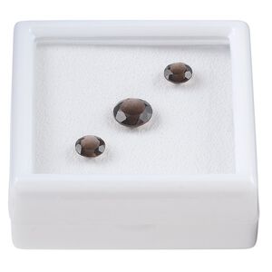 Smoky quartz 1pkg3, hand-cut faceted round gem 6mm / 8mm