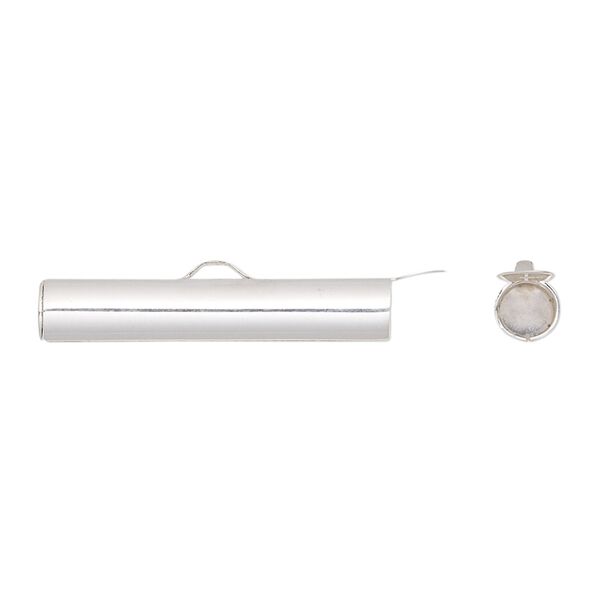 End bar, sterling silver, 26x5mm round tube with fold-in ends and 4mm hole. Sold individually. image number 0