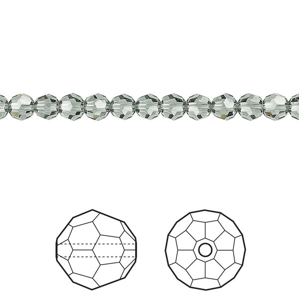 Bead 12pk black diamond, Crystal Passions® 4mm round 5000 image number 0