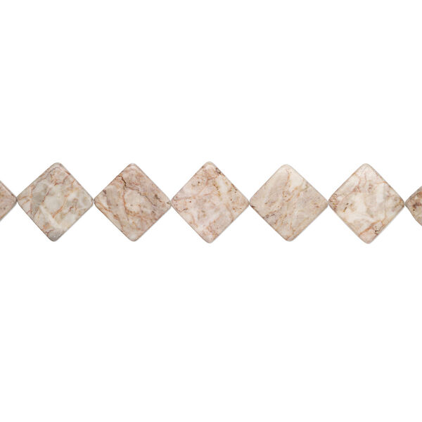 Redline marble 1pkg1, flat diamond bead natural, 14 inch 33-36mm image number 1