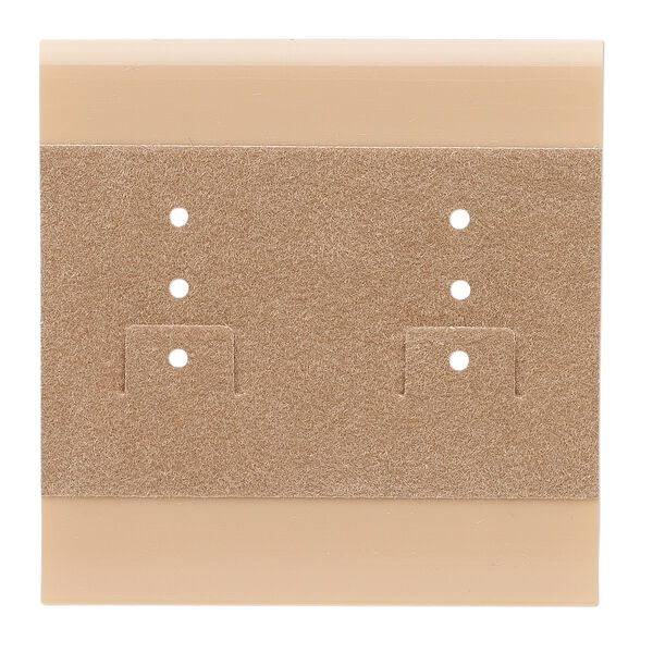 Earring card, plastic and velour, camel, 2x2-inch square. Sold per pkg of 100. image number 0