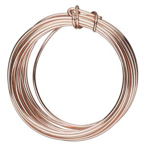 Wire, ParaWire™, rose gold-finished copper, round, 14 gauge. Sold per 10-foot section.