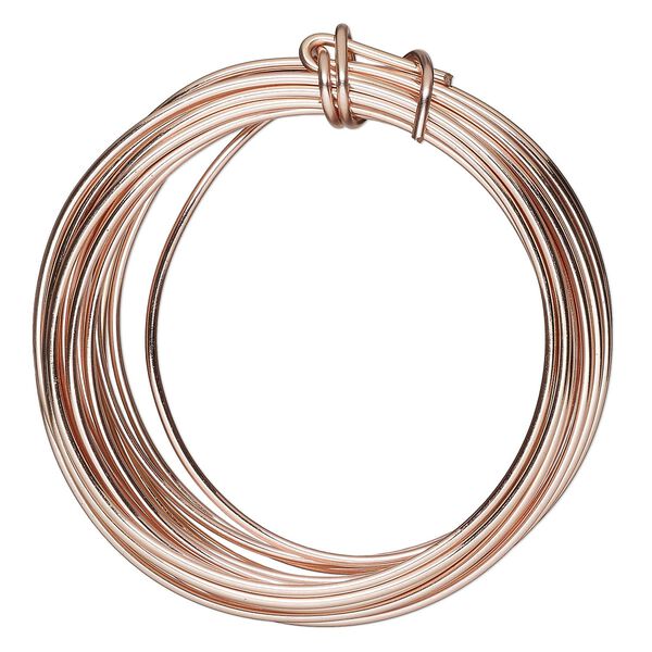 Wire, ParaWire™, rose gold-finished copper, round, 14 gauge. Sold per 10-foot section. image number 0