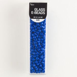 Seed bead, glass, pkg/40g, #6 round, opaque cobalt blue.