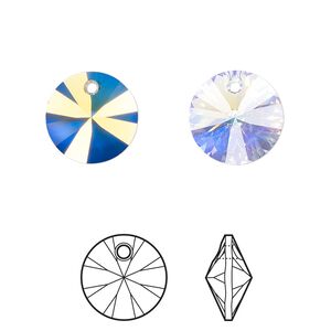Drop 12pk crystal AB, Crystal Passions® 12mm pendant mini disk 6428