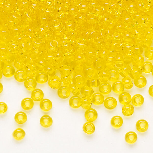Seed bead, Preciosa Ornela Czech glass, pkg/50g, #6 rocaille, transparent yellow amber, (80010). image number 0