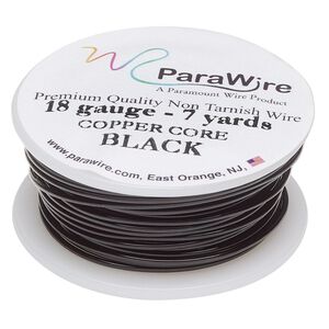 Wire, ParaWire™, black enamel copper, round, 18 gauge. Sold per 7-yard spool.