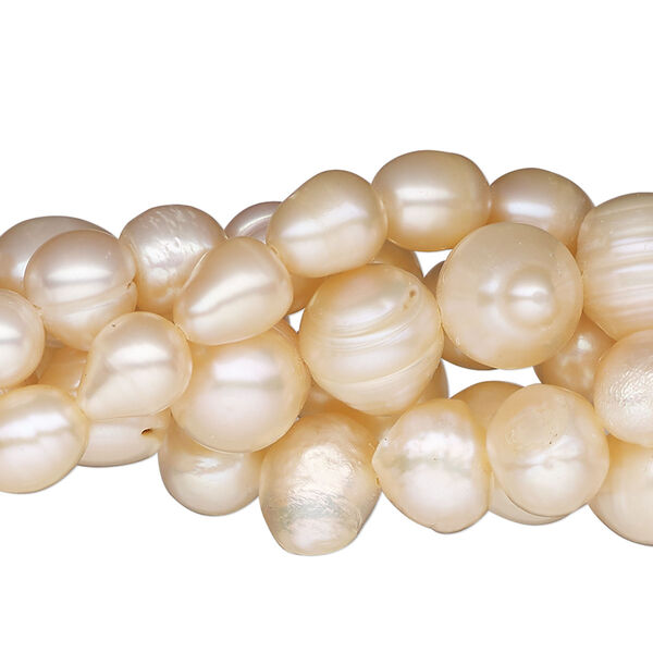 Pearl mix, cultured freshwater pearl (natural), pkg/(5) 15-1/2 to 16 inches, 4-10mm mixed shape, D grade, peach and mauve. image number 0