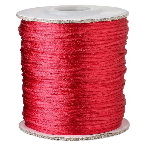 Cord, Satinique™, satin, red, 1mm mini. Sold per 200-foot spool. image number 0