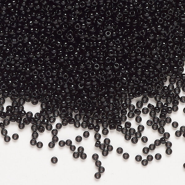 Seed bead, Miyuki, glass, pkg/35g, #15 rocaille, opaque black (RR-401). image number 0