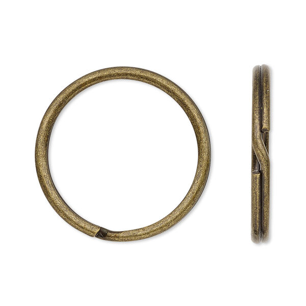 Split ring, antique brass-finished steel, 25mm round with 21.6mm inside diameter. Sold per pkg of 10. image number 0