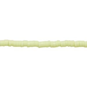 Bead, polymer clay, opaque light green, 3x1mm heishi. Sold per pkg of (2) 15-1/2" to 16" strands.