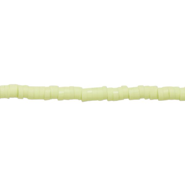 Bead, polymer clay, opaque light green, 3x1mm heishi. Sold per pkg of (2) 15-1/2" to 16" strands. image number 0