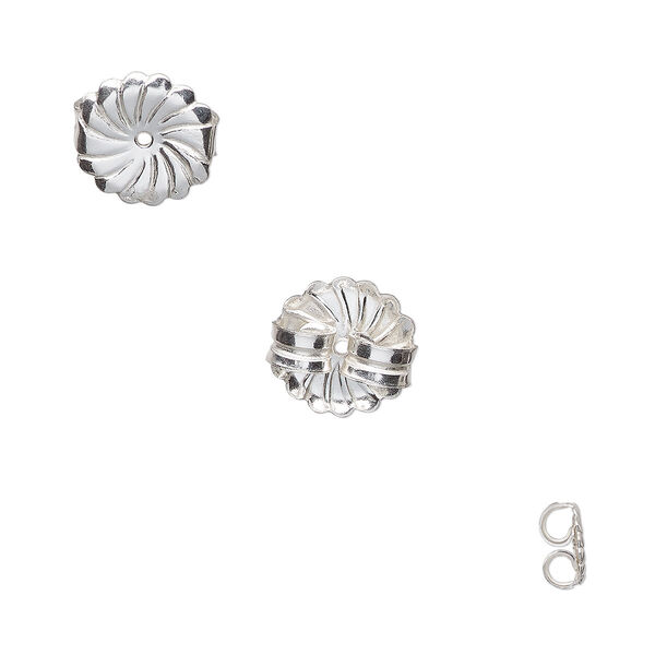 Earnut, sterling silver-filled, 9x4.5mm swirled monster. Sold per pkg of 2 pairs. image number 0