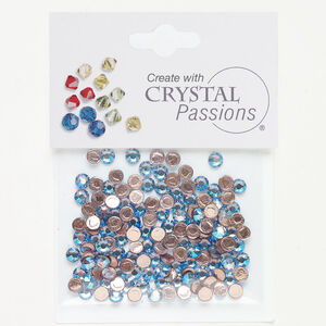 Flat back 1pkg144 light sapphire shimmer foil back, Crystal Passions&reg; rhinestone 3.80-4.00mm round SS16