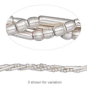 Bead, Hill Tribes, sterling silver, 8x2mm round tube and 2mm round. Sold per 8-inch strand, approximately 75 beads.