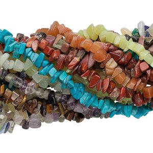 Multi-gemstone 1pkg10, chip bead 34 to 36 inch mix large