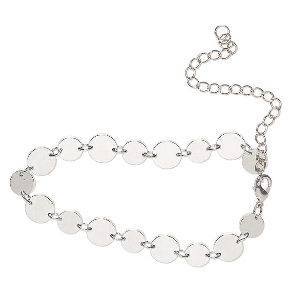 Bracelet, steel, pkg/1, 6-1/2 inches, silver finish. image number 0