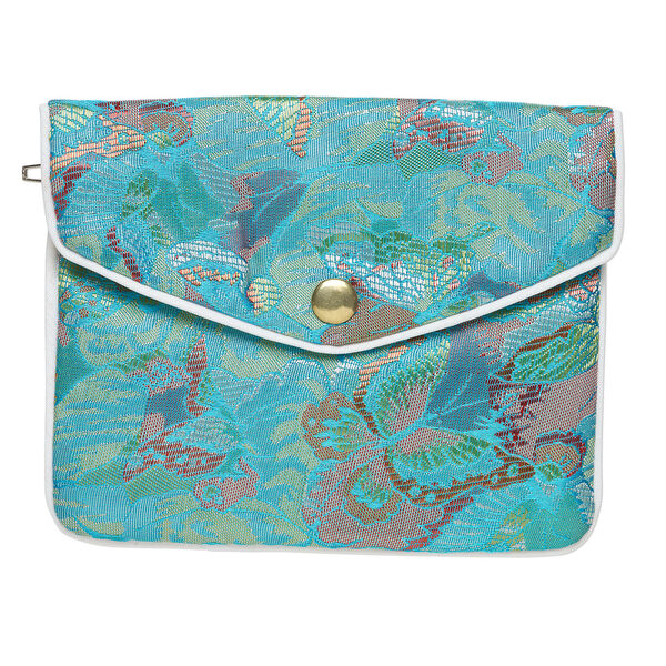 Pouch 1pkg3 silver-finished steel and rayon fabric, multicolored, 4.75x4-inch brocade. image number 1