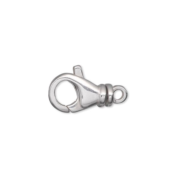 Clasp, lobster claw, sterling silver, 15.5x9.5mm with swivel loop. Sold individually. image number 0