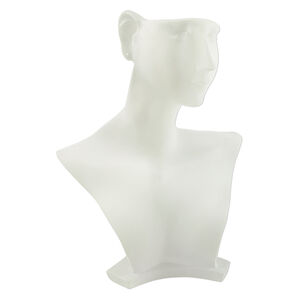 Display, necklace, acrylic, frosted clear, 9-3/4 x 7-1/2 x 4-1/2 inch Aphrodite. Sold individually.