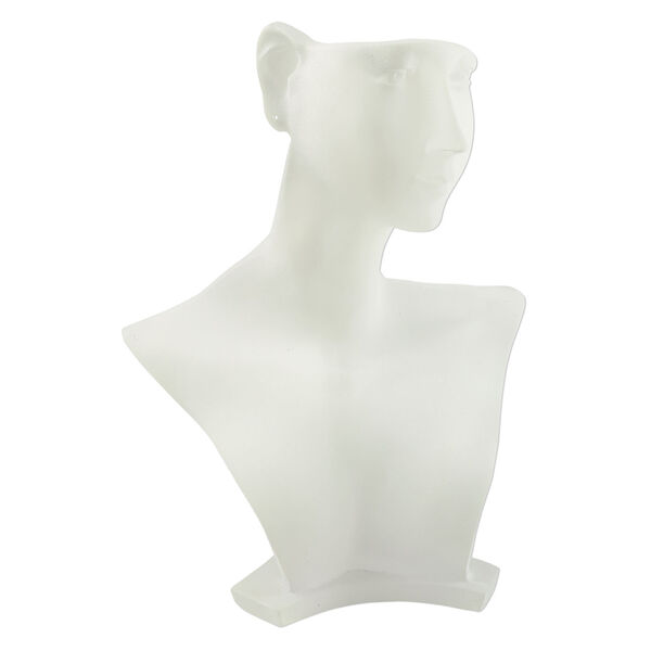 Display, necklace, acrylic, frosted clear, 9-3/4 x 7-1/2 x 4-1/2 inch Aphrodite. Sold individually. image number 0