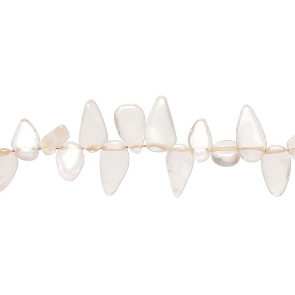 Rose quartz 1pkg1, hand-cut top-drilled flat teardrop bead natural 14 inch 5x3mm-8x5mm image number 0