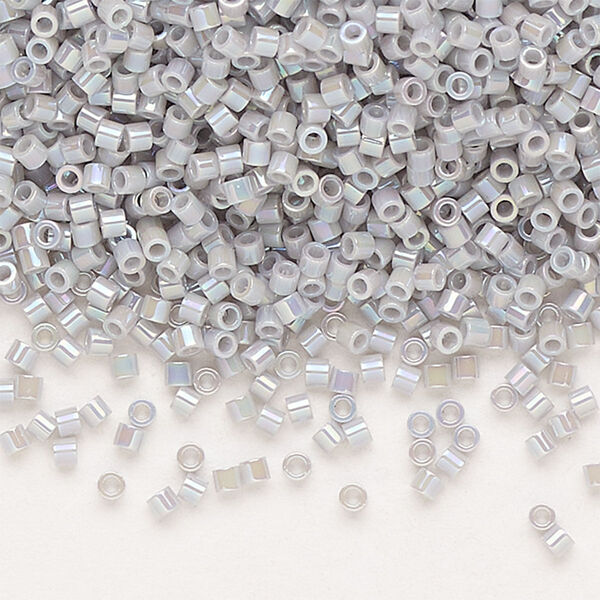Seed bead, Delica®, glass, pkg/7.5g, #15 round, opaque rainbow ghost grey (DBS-1579). image number 0