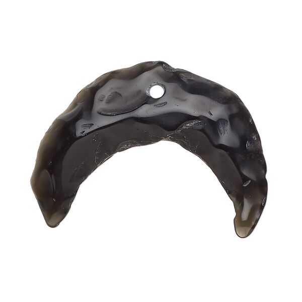 Black obsidian 1pkg1, hand-knapped naja moon focal natural 38x30mm-40x35mm image number 0