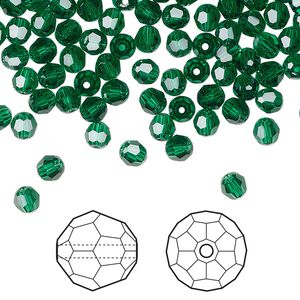 Bead 720pk majestic green, Swarovski® 4mm round 5000