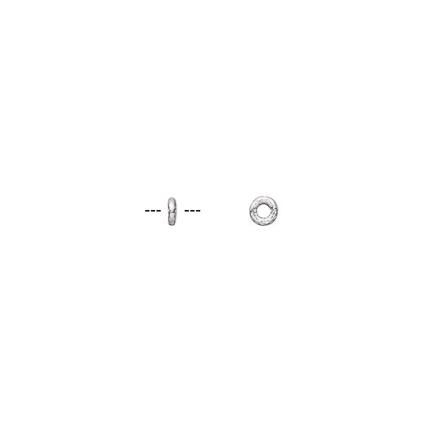 Jump ring, sterling silver, 6mm soldered textured round, 2.8mm inside diameter, 15 gauge. Sold per pkg of 10. image number 0